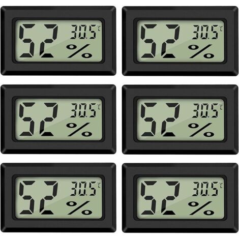 Mini Digital LCD Thermomètre Hygromètre Température Humidité -5070℃ 10%99% RH Thermomètre Portable Thermo Hygromètre Indicateur pour Bureau Cuisine Humidors Incubateurs Reptiles -(6 PCS ) (1/5)