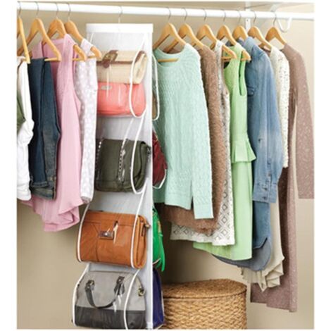 Sac à main rangement organisateur sac à main organisateur 10 poches clair sac à main sac à main sac de rangement pochette clair sac à main suspendu organisateur placard (1/4)