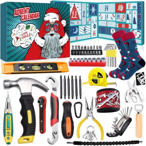 Calendrier de l'Avent 2025 pour hommes - Outils et cadeaux de Noël - Outil multifonction pour papa, grand-père, petit ami, neveu ou oncle (1/5)