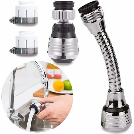 2 Pièces Robinet d'eau pivotante,Tête De Robinet De Cuisine Mobile 360 Degrés,2 Modes Réglable Douche Tête Filtre Pulvérisateur,Aérateur de cuisine,Robinet de Cuisine,Rallonge de robinet de Cuisine (1/5)