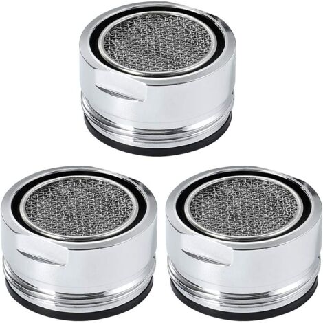 Lot de 3 pièces d'aérateur de robinet, filtre de robinet d'évier, crépine d'évier en acier inoxydable pour pièces de rechange de robinet de salle de bain de cuisine - Argent (diamètre extérieur 24 mm) (1/5)
