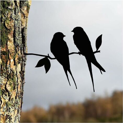 HZBAKLO Décoration Murale Oiseaux En Métal - 2 Pièces Sur Branche, Intérieur Extérieur Salon Jardin