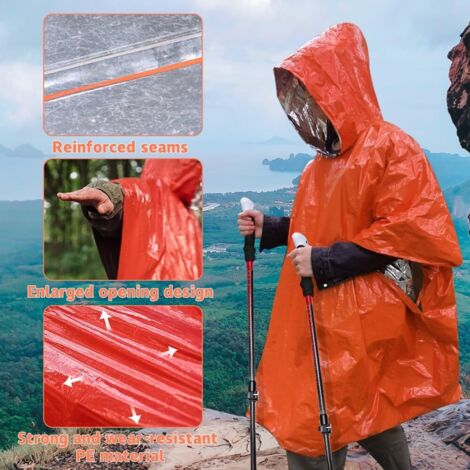 Lot De 4 Ponchos De Pluie Thermiques HUIOP – Survie, Camping, Urgence – Compact, Imperméable Et Réfléchissant