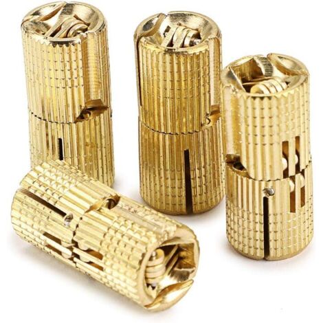 Lot de 4 charnières dissimulées en laiton de 16 mm, charnières dissimulées pour meubles, angle d'ouverture à 180 degrés (1/5)