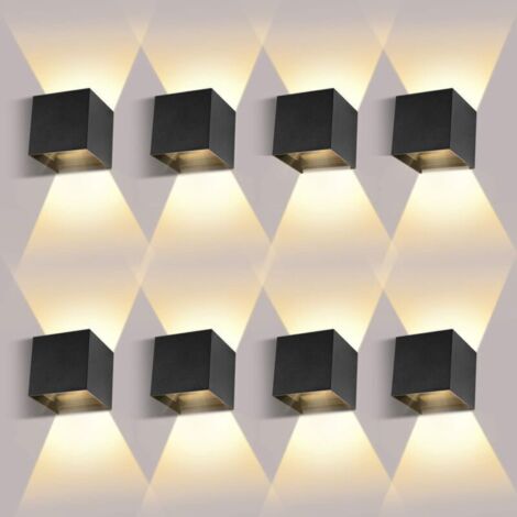 ８ Pack Applique Murale Interieur/Exterieur 12W 3000K Appliques Murales Exterieur Angle de faisceau réglable Noir Applique Exterieur Etanche IP65 [Classe énergétique F] (1/5)