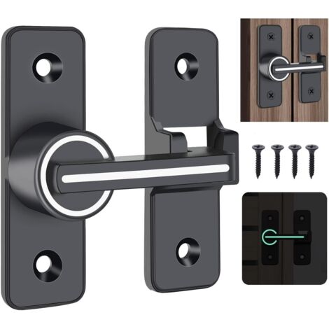 Verrou Porte Coulissante Lumineux Verrou Serrure de Fermeture Porte Boulon de Verrouillage de Boucle en Alliage de Zinc Loquet de Serrure de Porte à 180 Degrés avec 4 Vis pour Porte Fenêtre (1/5)