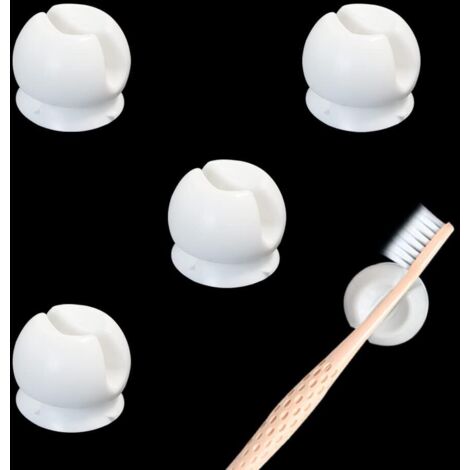 [JAMAIS UTILISÉ]Porte-brosse à dents 4 pièces avec ventouse, porte-brosse à dents mural, crochets de rangement muraux multifonctionnels pour dortoir, salle de bain et douche (4) (1/5)
