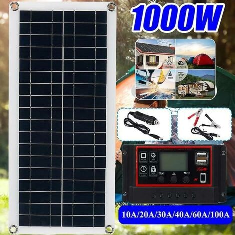 [JAMAIS UTILISÉ]Kit de panneau solaire 1000w 20a 12v contrôleur de chargeur de batterie caravane bateau extérieur break