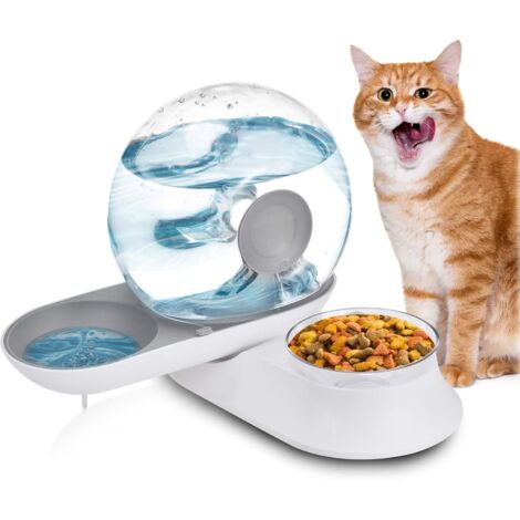 [JAMAIS UTILISÉ]Distributeur de Croquettes et Eau,  2 en 1 Automatique et Nourriture Dispenser avec 2.8L Distributeur pour Chat & 240g Gamelle pour Chats Chien Animaux (1/5)