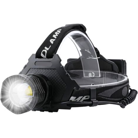 Lampe frontale LED rechargeable, 2000 lumens, réglable, trois modes d Lampe frontale LED rechargeable, 2000 lumens, réglable, trois modes d