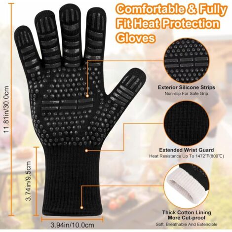 Gant Pour Cheminée Flintronic Gants De Barbecue, Gants De Four Anti-Chaleur Jusqu'à 800°C Gants Anti Feu Poele A Bois Gant Pour Cheminée Flintronic Gants De Barbecue, Gants De Four Anti-Chaleur Jusqu'à 800°C Gants Anti Feu Poele A Bois