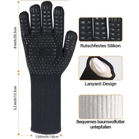 Alenyk Gants de Barbecue, Gants de Four Anti-Chaleur Jusqu'à 800°C Universel Gants de Cuisine Résistant à la Chaleur et Antidéra259 - Maison Alenyk Gants de Barbecue, Gants de Four Anti-Chaleur Jusqu'à 800°C Universel Gants de Cuisine Résistant à la Chaleur et Antidéra259 - Maison