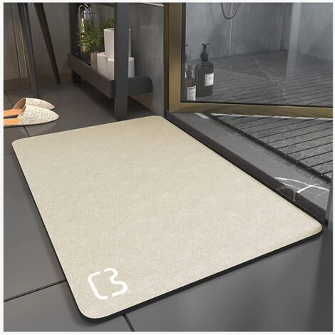 [JAMAIS UTILISÉ]Tapis de Bain Antidérapant Super Absorbant Diatomite Tapis Salle de Bain Microfibre Tapis de Baignoire Tapis de Douche Doux Séchage Rapide (Beige, 50  80) (1/5)