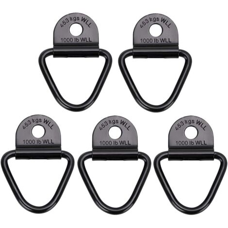 [JAMAIS UTILISÉ]Lot de 5 crochets d'ancrage de cargaison, anneaux en V noirs très résistants, anneau d'arrimage forgé, capacité de 1000 lb, crochets d'ancrage de remorque (1/5)