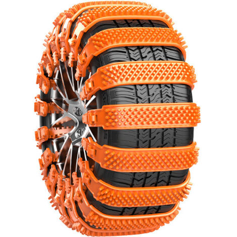 Chaînes à Neige pour Auto 10Pcs Réutilisables Chaine Neige Universelle pour Voiture Camion SUV Adaptées aux Pneus Largeur 165mm - 275mm pour Boue, Sable, Neige, Glace(Orange) (1/5)
