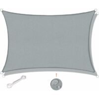 Voile d'ombrage Rectangulaire 3x4m Imperméable Anti UV pour Jardin Terrasse Balcon, Gris