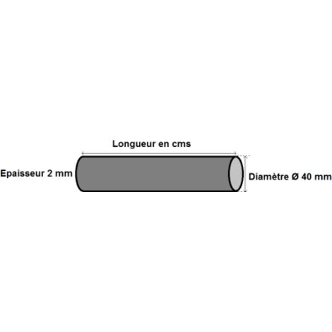 Tube rond acier Ø40x2 mm - Longueur 60 cms
