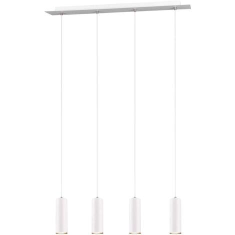 Lampada a sospensione 4 luci, metallo, bianco, L75 cm, Marley