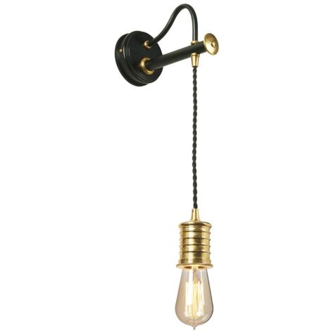 Applique sospesa nero/ottone Douille 1xE27 60W Elstead (1/5)