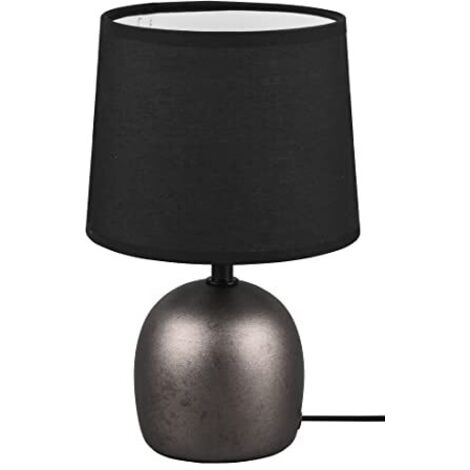 Lampada Tavolo Abat Jour Ceramica Paralume Acciaio Antico 26cm Malu GD Trio