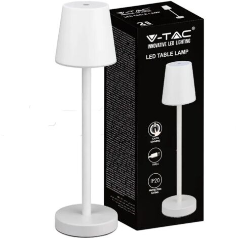 Lampada da tavolo LED 3W dimmer USB-C batteria bianca V-TAC