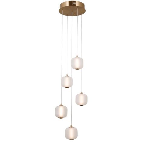 Lampada a sospensione Ganti ottone vetro opale 5 luci LED Italux (1/3)