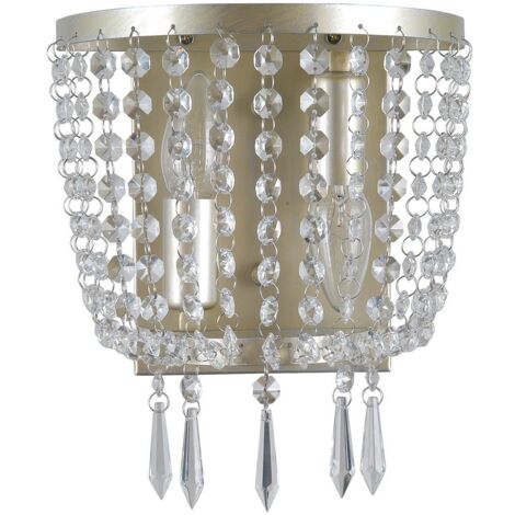 Italux Cortina - Applique Champagne 2 Luci con Paralume in Vetro Cristallo, E14