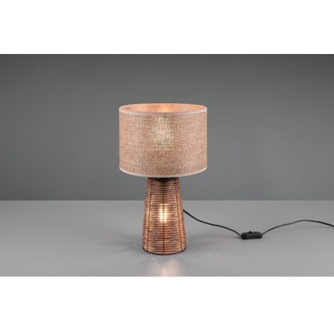 STRAW LAMPADA DA TAVOLO IN RATTAN COLORE NATURALE CON ILLUMINAZIONE ANCHE NELLA BASE H.40,5CM 2 LUCE ATTACCO E27