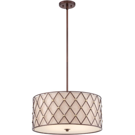 Elstead Brown Lattice - Pendente a soffitto grande a 4 luci reticolo marrone rame, attacco E27 (1/3)