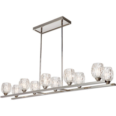 Elstead Rubin - Lampadario a 10 luci a soffitto a isola Lampadario a sospensione a barra Nichel lucido, G9