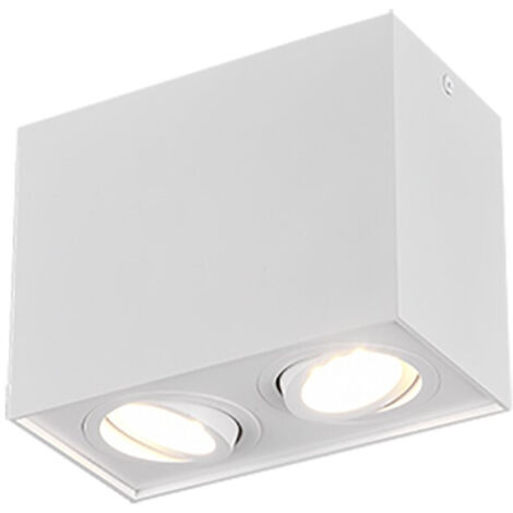 Plafoniera Interno Soffitto Cubo Bianco 2 Spots Orientabili GU10 Biscuit GD Trio