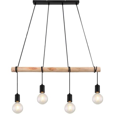 PABLO, METAL WOOD PENDANT , E27 4XMAX 40W, MATT BLACK (1/4)