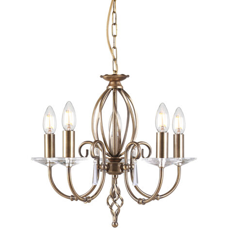 Lampadario Aegean ottone anticato cristallo 5xE14 (1/4)