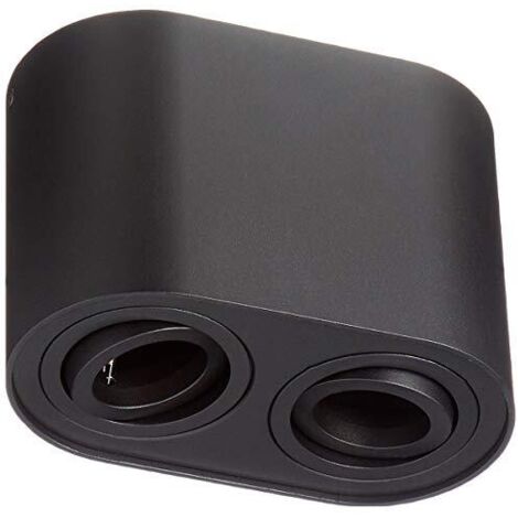 Plafoniera Interno Soffitto 2 Spots Orientabili Cilindro Nero Cookie GD Trio