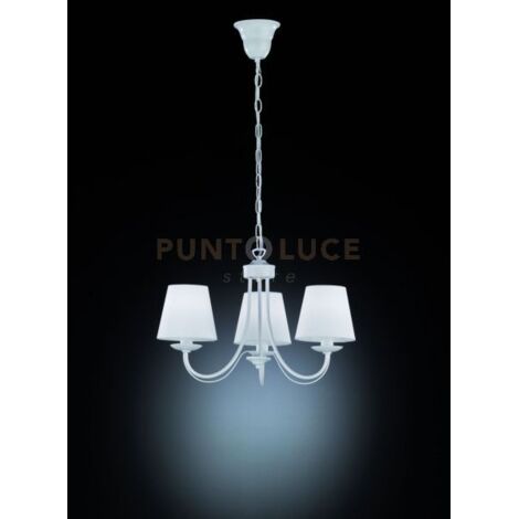 Lampadario CORTEZ bianco 3 luci E14 Trio metallo tessuto