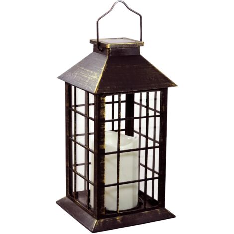 Lanterna solare retrò VIBORG LED 3000K IP44, patina Goldlux
