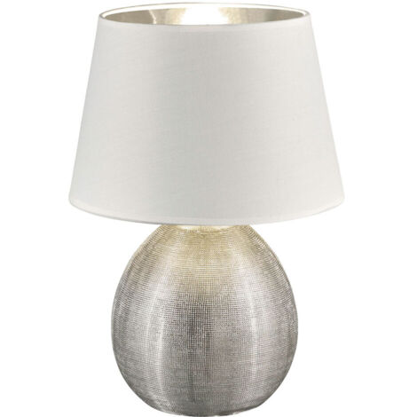 Lampada Tavolo Abat Jour Elegante Moderna Ceramica Argento 36 cm Luperor GD Trio