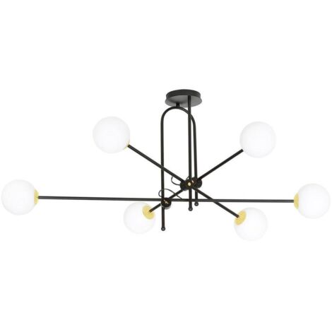 Lampadario nero oro 6xE14 sfere vetro DIARF Emibig