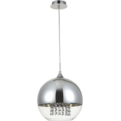 Lampadario Contemporaneo Fermi Metallo Nichel 1 Luce Diffusori Vetro Trasparente (1/5)