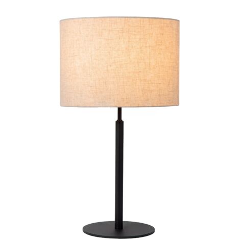 Lucide Maya lampada da tavolo nera paralume beige E27