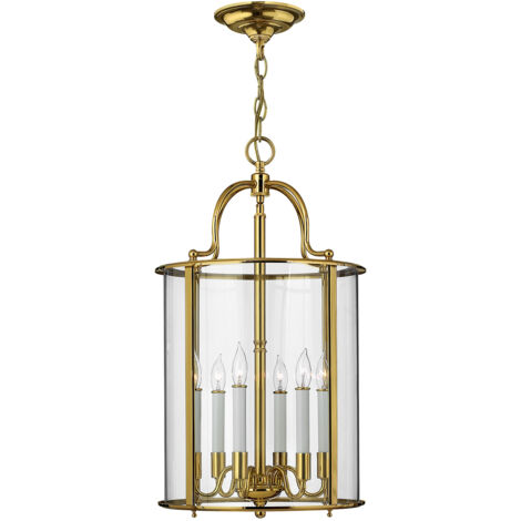 Elstead Gentry - Lanterna da soffitto grande a 6 luci in ottone lucido, attacco E14 (1/3)