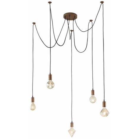 Lampadario CORD rame metallo 5 luci E27 Trio 310100562
