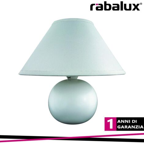 lampada da tavolo ariel realizzata in tessuto ceramica bianca opaca Ø20cm H: 19cm con interruttore incorporato