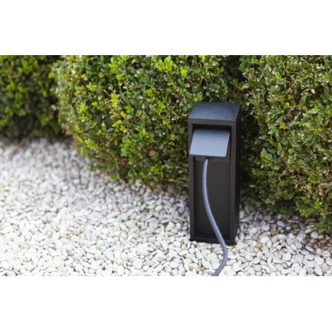 Paletto presa giardino 1x Schuko IP54 nero Lutec Mains