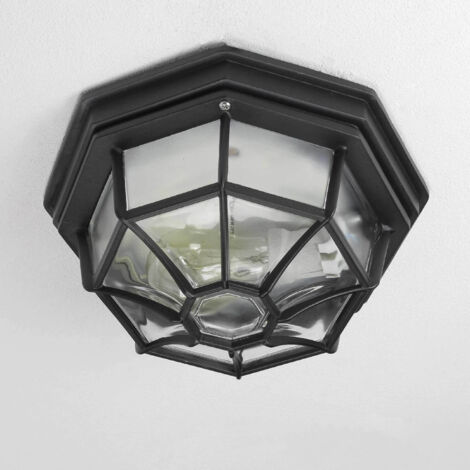 Outdoor plafoniera lampada Milano vetro metallo nero B: 26cm H: 26cm IP43 (1/5)