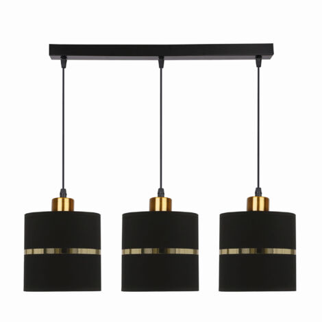 Lampadario Candellux Assam 3xE27 nero/ottone tessuto (1/2)