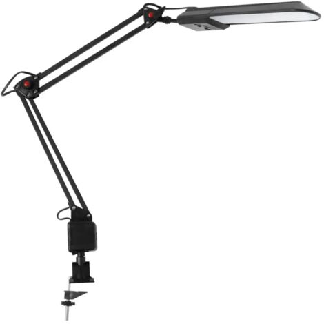 lampada da scrivania tavolo led con braccio e morsetto studio nero 4,8 watt E