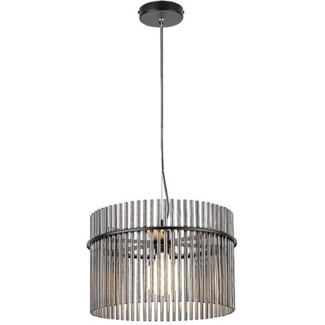 Lampada a sospensione INESA E27 1x max.40W metallo nero, vetro colorato H: 150cm Ø40cm dimmerabile (1/5)