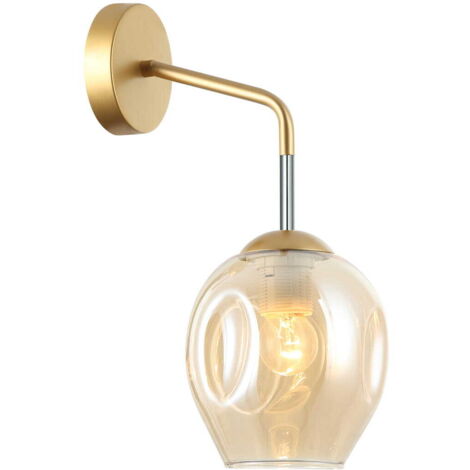 Italux Borgo - Applique moderna Dorato, Miele 1 Luce con Paralume Ambra, attacco E27