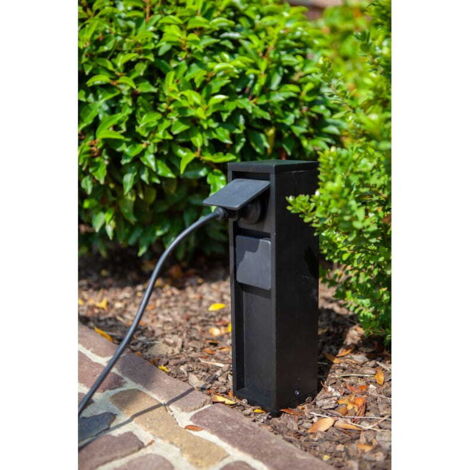 Colonnina giardino 2 prese IP54 nera Lutec Mains 9702202012